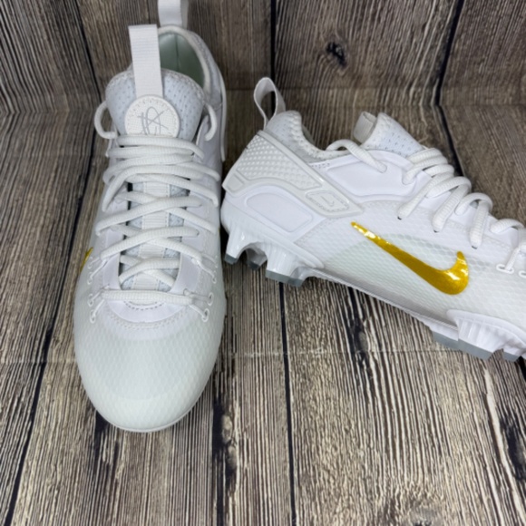 Nike Huarache 9 Elite Low LAX SE Lacrosse White/Gold Mens sizes FD0089-100 - Picture 6 of 8